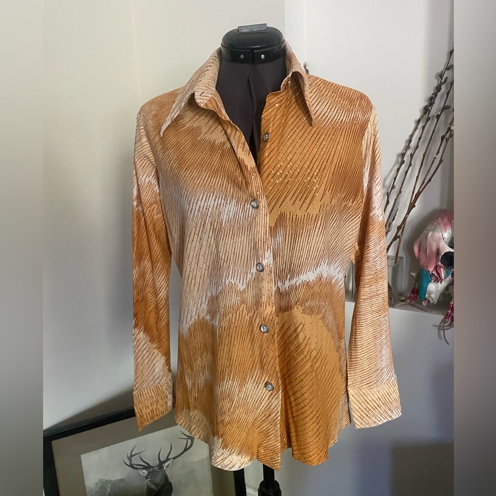 VTG sunburst metallic print button down, M